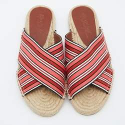 Loro Piana Multicolor Fabric Criss Cross Flat Espadrilles Size 38