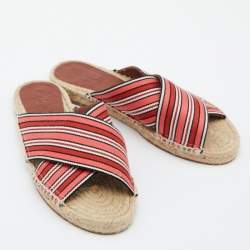 Loro Piana Multicolor Fabric Criss Cross Flat Espadrilles Size 38