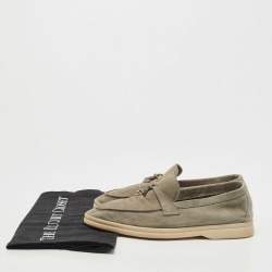 Pre Owned Loro Piana Grey Suede Summer Charms Walk Loafers Size 35.5