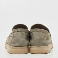 Pre Owned Loro Piana Grey Suede Summer Charms Walk Loafers Size 35.5