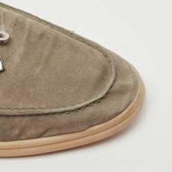 Pre Owned Loro Piana Grey Suede Summer Charms Walk Loafers Size 35.5