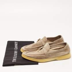Loro Piana Light Brown Suede Summer Charms Walk Loafers Size 37.5