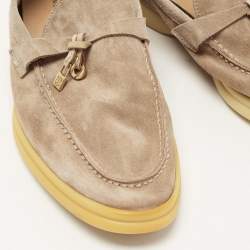 Loro Piana Light Brown Suede Summer Charms Walk Loafers Size 37.5