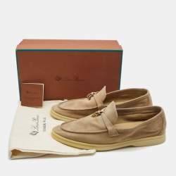 Pre Owned Loro Piana Beige Suede Summer Charms Walk Loafers Size 42