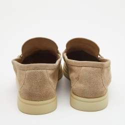 Pre Owned Loro Piana Beige Suede Summer Charms Walk Loafers Size 42