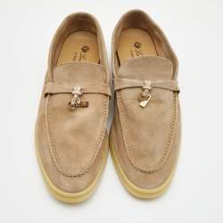 Pre Owned Loro Piana Beige Suede Summer Charms Walk Loafers Size 42
