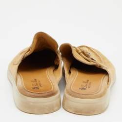 Pre Owned Loro Piana Beige Suede Babouche Charms Walk Flat Mules Size 38.5