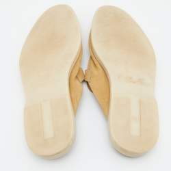Pre Owned Loro Piana Beige Suede Babouche Charms Walk Flat Mules Size 38.5