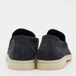 Pre Owned Loro Piana Navy Blue Suede Summer Charms Walk Slip On Loafers Size 38