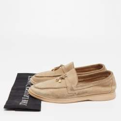 Pre Owned Loro Piana Beige Suede Summer Charms Walk Loafers Size 39