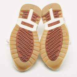 Pre Owned Loro Piana Off White/Grey Knit Fabric and Suede 360 Flexy Walker Sneakers Size 38