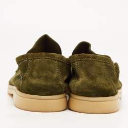 Pre Owned Loro Piana Green Suede Summer Charms Walk Loafers Size 39