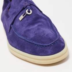 Pre Owned Loro Piana Purple Suede Summer Charms Walk Loafers Size 39
