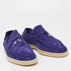 Pre Owned Loro Piana Purple Suede Summer Charms Walk Loafers Size 39