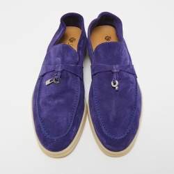 Pre Owned Loro Piana Purple Suede Summer Charms Walk Loafers Size 39