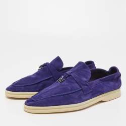 Pre Owned Loro Piana Purple Suede Summer Charms Walk Loafers Size 39