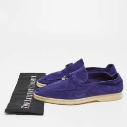 Pre Owned Loro Piana Purple Suede Summer Charms Walk Loafers Size 39