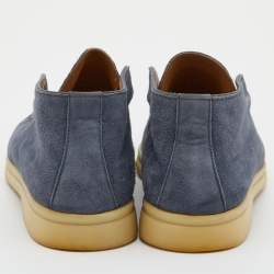 Pre Owned Loro Piana Blue Suede Open Walk Ankle Boots Size 38