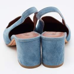 Pre Owned Loro Piana Blue Suede Summer Charms Slingback Sandals Size 37.5