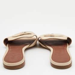 Pre Owned Loro Piana Beige Suede Summer Charms Flat Slides Size 39