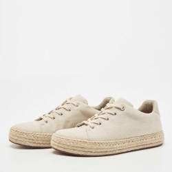 Pre Owned Loro Piana Beige Canvas Espadrille Sneakers Size 40