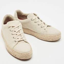 Pre Owned Loro Piana Beige Canvas Espadrille Sneakers Size 40
