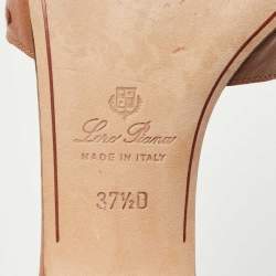 Pre Owned Loro Piana Brown Ostrich Summer Charms Slide Sandals Size 37.5