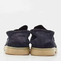 Pre Owned Loro Piana Blue/Grey Suede Summer Charms Walk Slip On Loafers Size 39