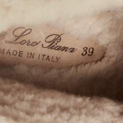 Pre Owned Loro Piana Beige Fur and Suede Open Walk Boots Size 39