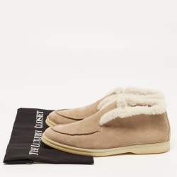 Pre Owned Loro Piana Beige Fur and Suede Open Walk Boots Size 39