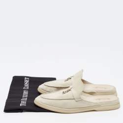 Pre Owned Loro Piana Grey Suede Babouche Charms Walk Mules Size 39.5
