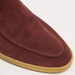 Pre Owned Loro Piana Burgundy Suede Summer Walk Loafers Size 38