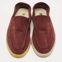 Pre Owned Loro Piana Burgundy Suede Summer Walk Loafers Size 38