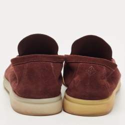 Pre Owned Loro Piana Burgundy Suede Summer Walk Loafers Size 38