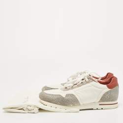 Pre Owned Loro Piana Tricolor Neoprene and Karung Leather Low Top Sneakers Size 38.5