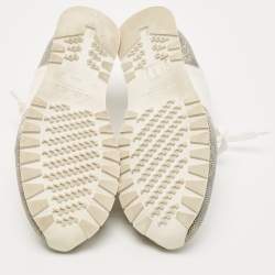 Pre Owned Loro Piana Tricolor Neoprene and Karung Leather Low Top Sneakers Size 38.5