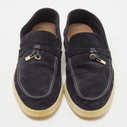 Loro Piana Navy Blue Suede Summer Charms Walk Loafers Size 37.5