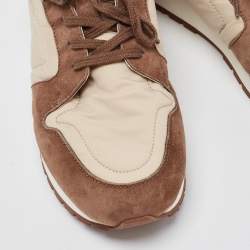 Pre Owned Loro Piana Brown/Beige Suede and Neoprene My Wind Sneakers Size 38