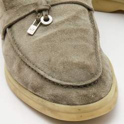 Pre Owned Loro Piana Grey Suede Summer Charms Walk  Loafers  Size 39.5