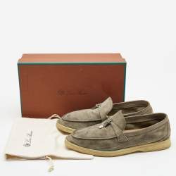 Pre Owned Loro Piana Grey Suede Summer Charms Walk  Loafers  Size 39.5