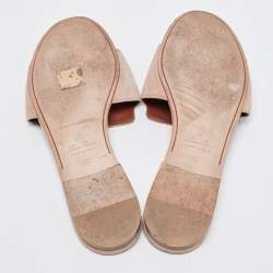 Loro Piana Light Pink Suede Summer Charms Flat Slides Size 40