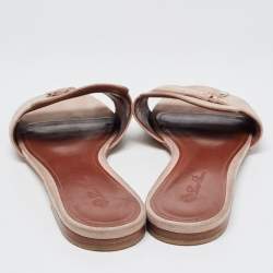 Loro Piana Light Pink Suede Summer Charms Flat Slides Size 40