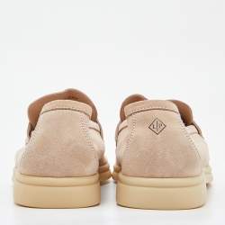 Pre Owned Loro Piana Pink Suede Summer Charms Walk Slip On Loafers Size 41