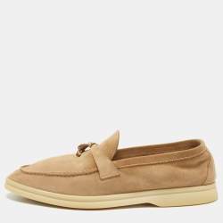 Loro Piana Beige Suede Summer Charms Walk Loafers Size 39.5