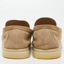 Loro Piana Beige Suede Summer Charms Walk Loafers Size 39.5