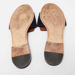 Pre Owned Loro Piana Navy Blue Suede Summer Charms Walk Slides Size 36