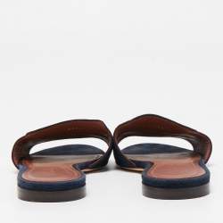 Pre Owned Loro Piana Navy Blue Suede Summer Charms Walk Slides Size 36