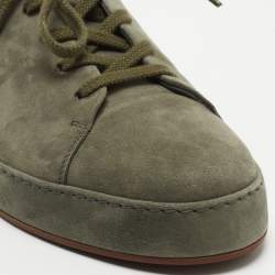Pre Owned Loro Piana Green Suede Nuages Sneakers Size 40
