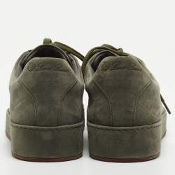 Pre Owned Loro Piana Green Suede Nuages Sneakers Size 40