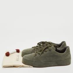 Pre Owned Loro Piana Green Suede Nuages Sneakers Size 40